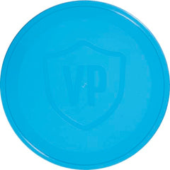 Blue round plastic lid with embossed VP shield logo for Vital Proteins collagen supplement container Blue round plastic lid with embossed VP shield logo for Vital Proteins collagen supplement container