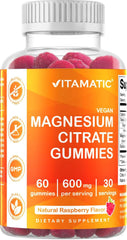 Vitamatic Magnesium Citrate Gummies bottle natural raspberry flavor vegan supplement magnesium gummies 600mg Vitamatic Magnesium Citrate Gummies bottle natural raspberry flavor vegan supplement magnesium gummies 600mg