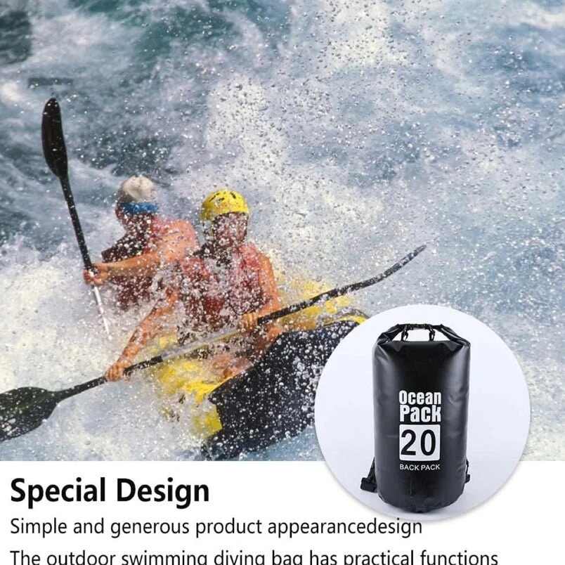 Huitich waterproof sport shoulder bag Ocean Pack 20 dry bag shown next to people white water rafting Huitich waterproof sport shoulder bag Ocean Pack 20 dry bag shown next to people white water rafting