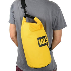 Huitich yellow waterproof sport shoulder bag 10L capacity worn crossbody on man Huitich yellow waterproof sport shoulder bag 10L capacity worn crossbody on man