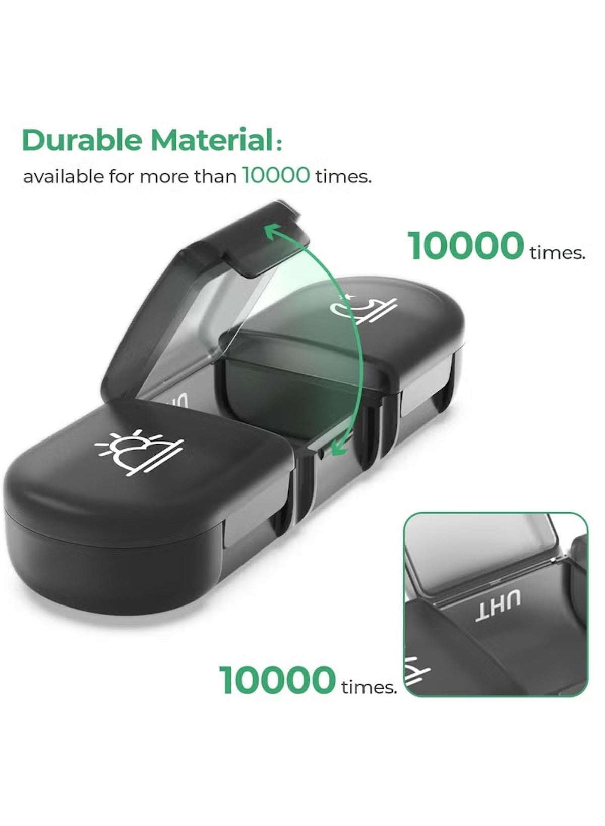 Durable weekly pill organizer 3 times a day with easy-open compartments and clear visibility Durable weekly pill organizer 3 times a day with easy-open compartments and clear visibility