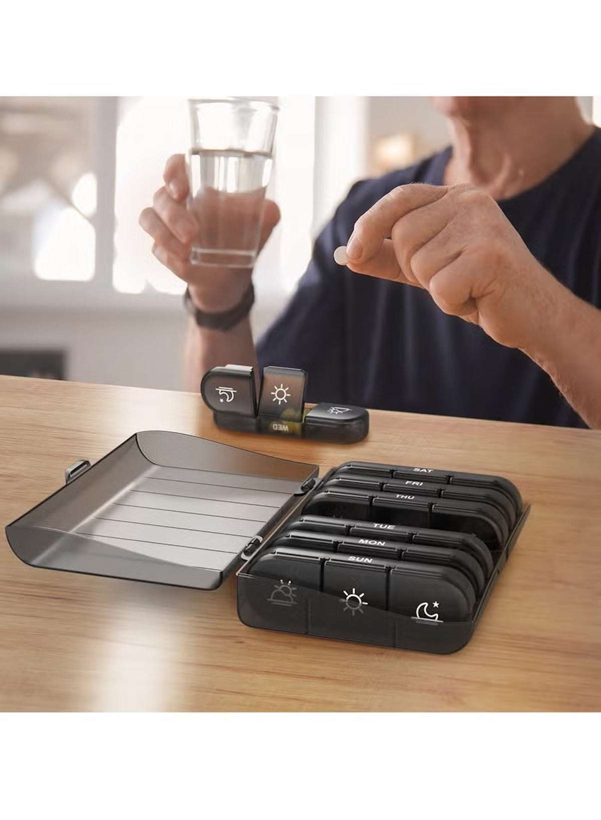 Generic weekly pill organizer 3 times a day with easy-open compartments for medication management Generic weekly pill organizer 3 times a day with easy-open compartments for medication management