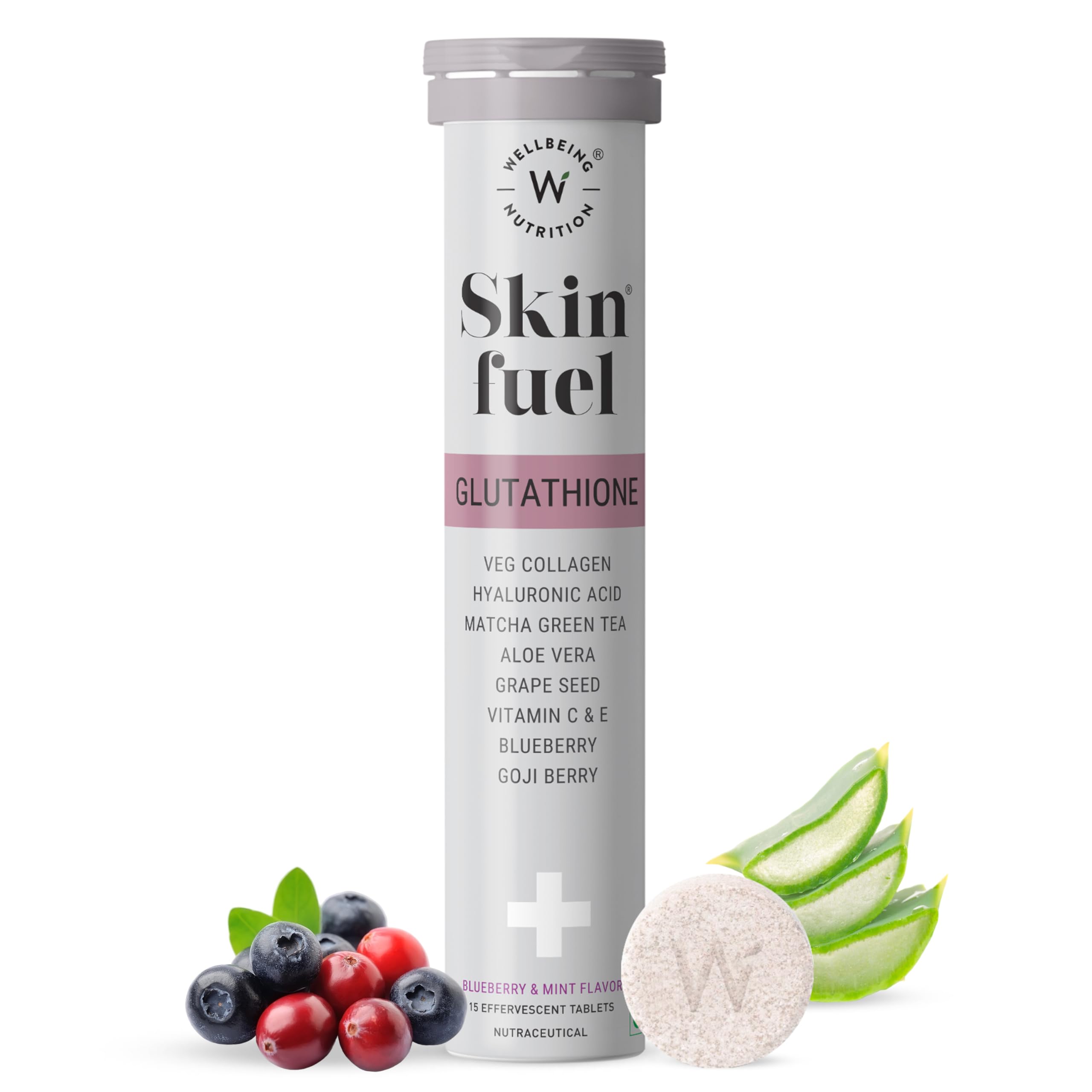 Wellbeing Nutrition Skin Fuel Glutathione effervescent tube with aloe vera berries and tablet collagen builder supplement UAE Wellbeing Nutrition Skin Fuel Glutathione effervescent tube with aloe vera berries and tablet collagen builder supplement UAE