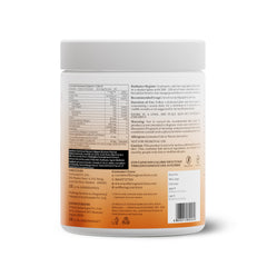 Wellbeing Nutrition jar showing back label and nutrition facts for Korean marine collagen peptides supplement powder Wellbeing Nutrition jar showing back label and nutrition facts for Korean marine collagen peptides supplement powder