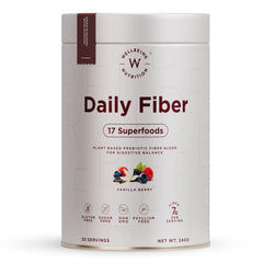 Wellbeing Nutrition organic daily fiber powder vanilla berry 17 superfoods plant based prebiotic blend Wellbeing Nutrition organic daily fiber powder vanilla berry 17 superfoods plant based prebiotic blend