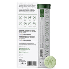 Wellbeing Nutrition wholefood multivitamin with superfoods tablet and tube packaging showing label icons Wellbeing Nutrition wholefood multivitamin with superfoods tablet and tube packaging showing label icons