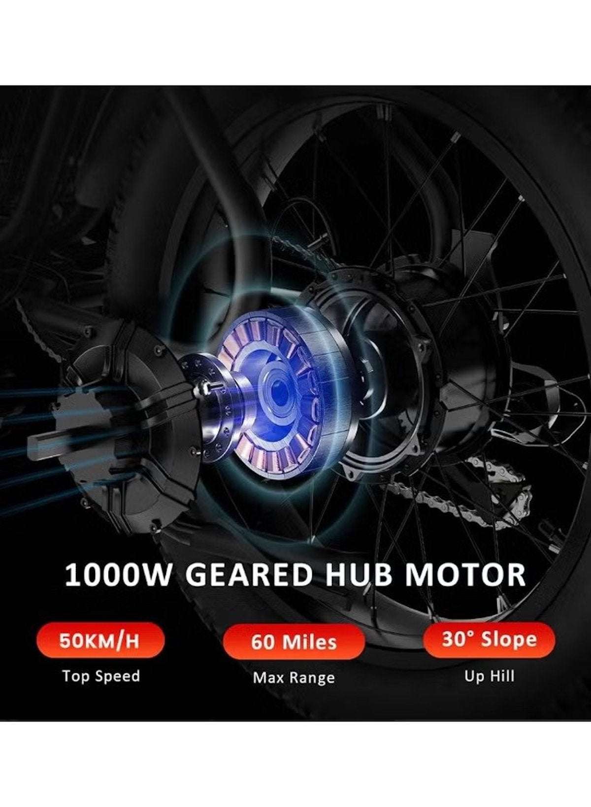 Electric Bike 1000W Motor Power, 48V 21AH Battery, 60 KM/H Max Speed, 20 Inches Fat Tires with Hydraulic Brakes and 80 KM Range in One Charge Off Road E-Bike Electric Bike 1000W Motor Power, 48V 21AH Battery, 60 KM/H Max Speed, 20 Inches Fat Tires with Hydraulic Brakes and 80 KM Range in One Charge Off Road E-Bike