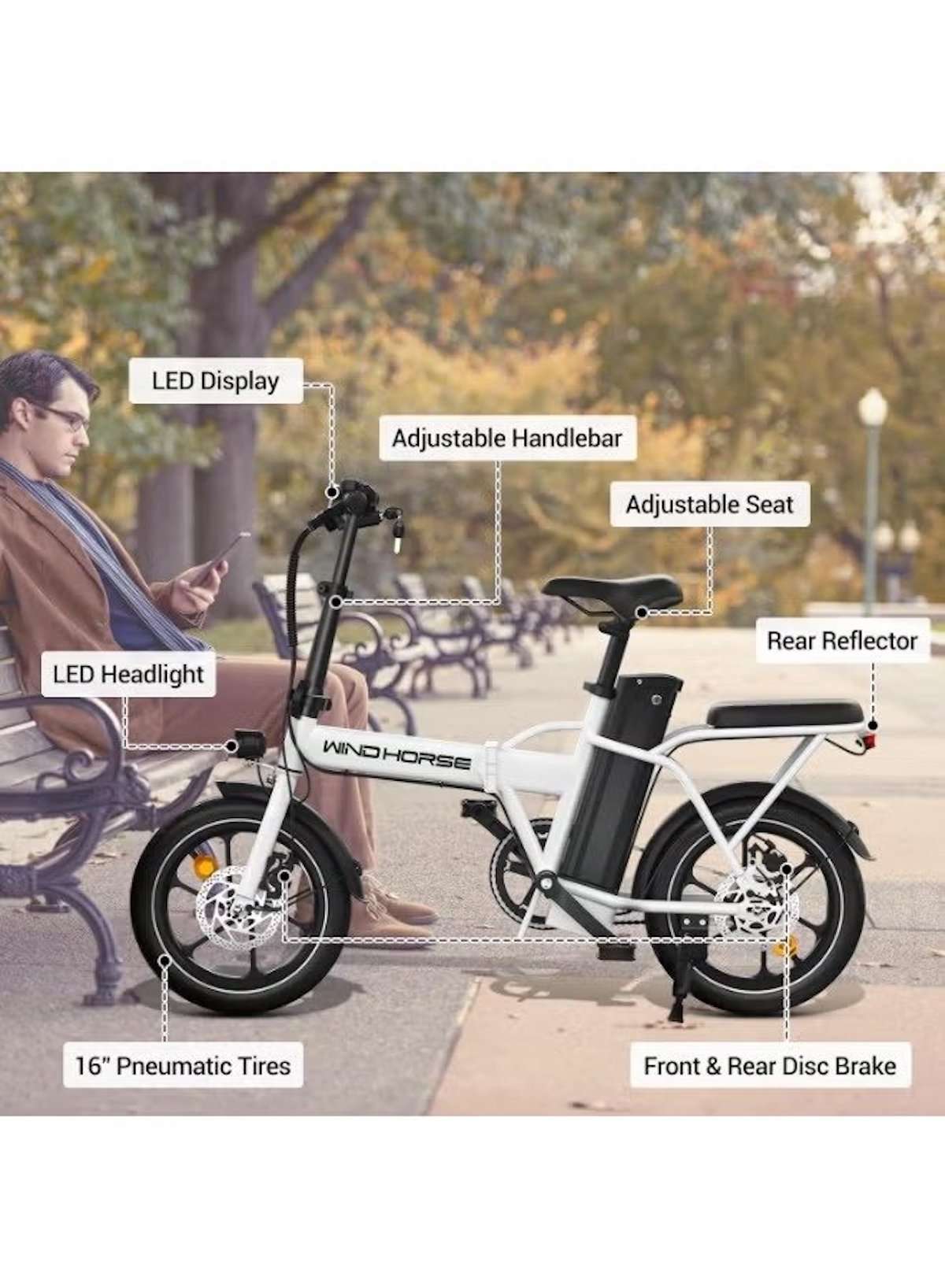 W2A Folding Electric Scooter with 350W High Speed Motor, 36V 8AH Battery, 40 KM/H Speed, 35 KM Range, Dual Disk Brakes, Carbon Alloy Frame and 16 Inches Tires W2A Folding Electric Scooter with 350W High Speed Motor, 36V 8AH Battery, 40 KM/H Speed, 35 KM Range, Dual Disk Brakes, Carbon Alloy Frame and 16 Inches Tires