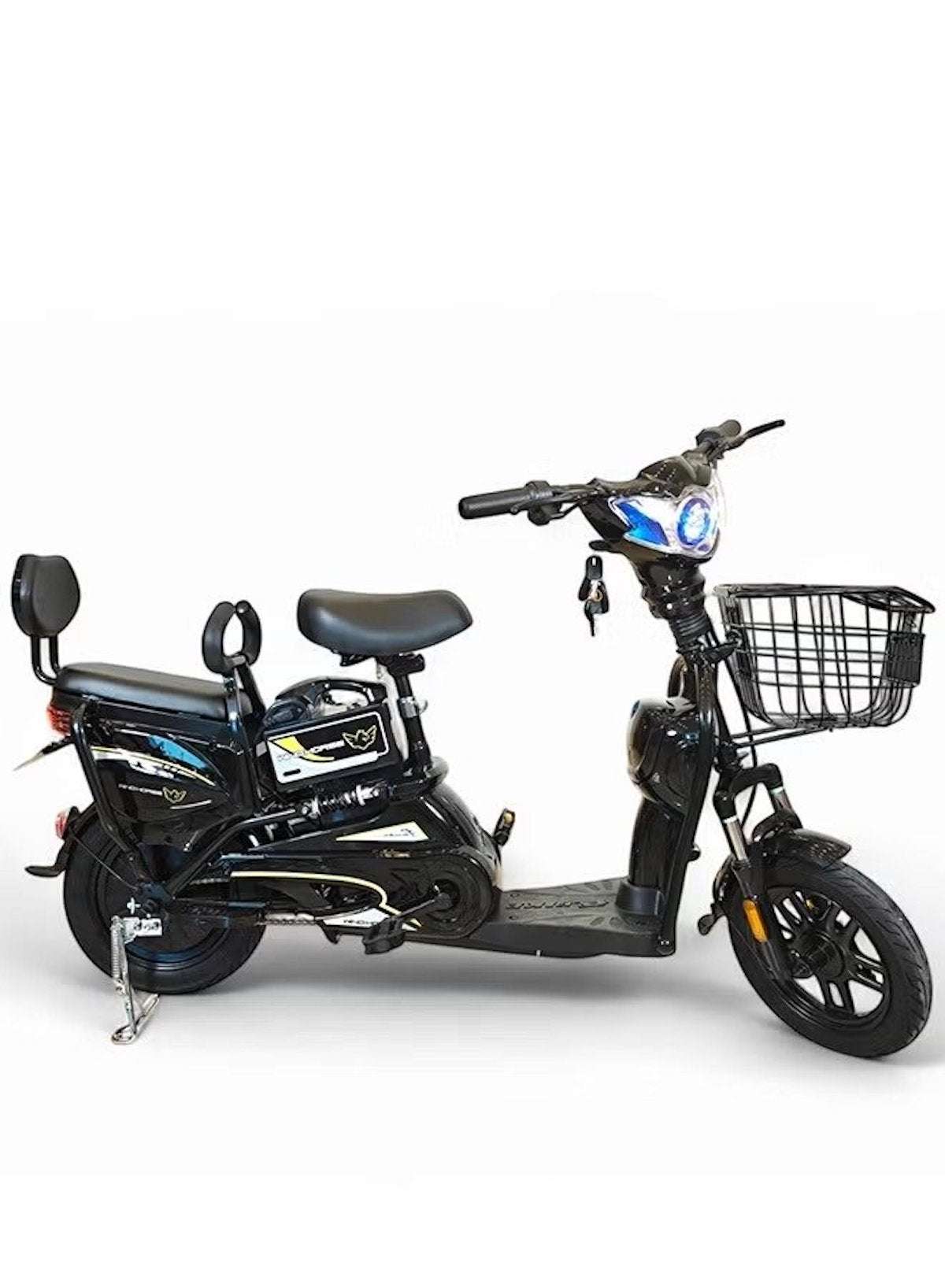 M1 Electric Delivery Bike 400W Motor, 48V 12Ah Battery, 55KM/H Max Speed, Dual Seat, 14 Inches Tires, Front Grocery Basket, Remote Lock Unlock System, Carbon Alloy Frame. 3-Speed Modes E-Bike M1 Electric Delivery Bike 400W Motor, 48V 12Ah Battery, 55KM/H Max Speed, Dual Seat, 14 Inches Tires, Front Grocery Basket, Remote Lock Unlock System, Carbon Alloy Frame. 3-Speed Modes E-Bike