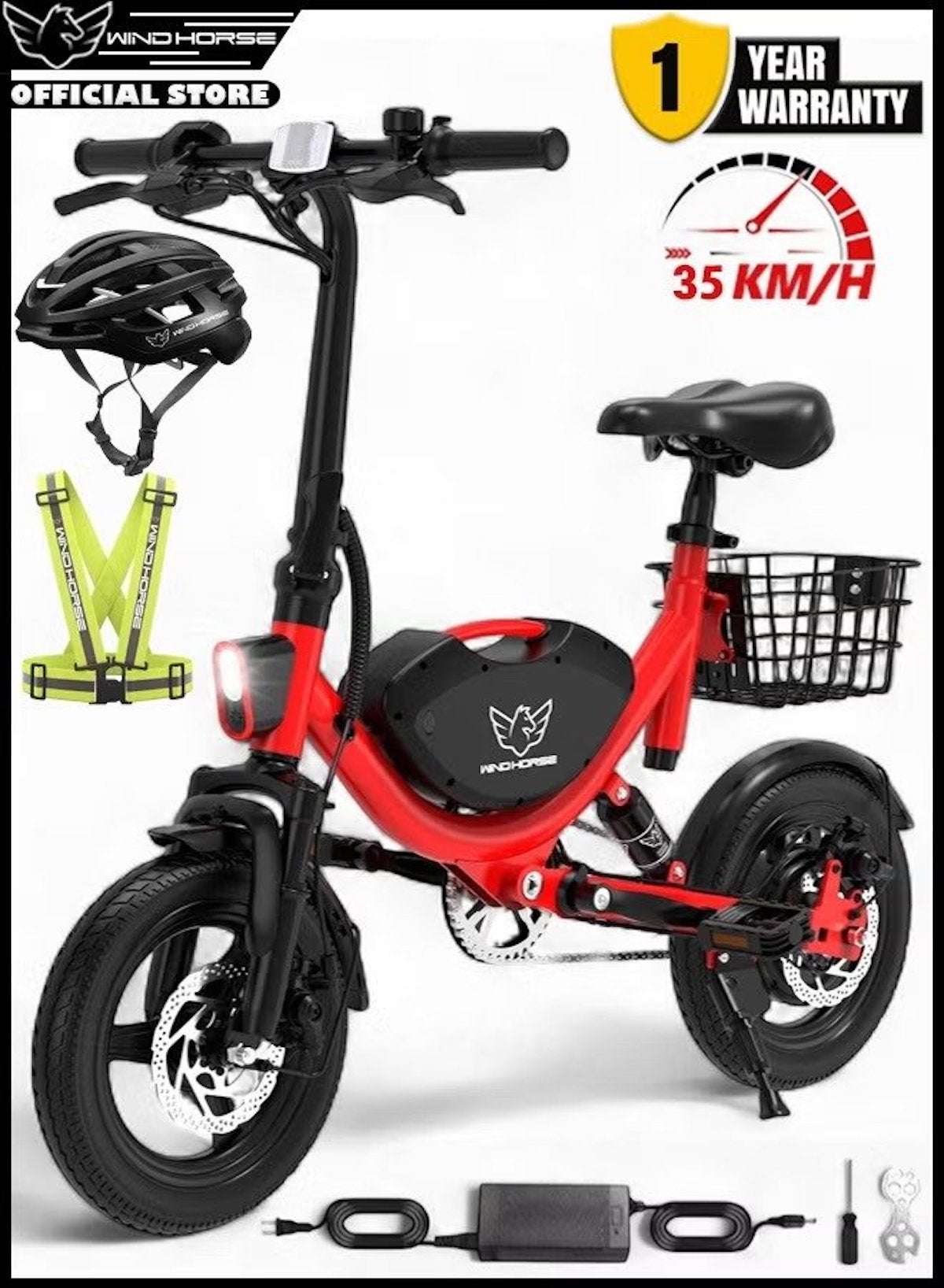 Windhorse W3 Electric Bike – 500W Motor, 36V 8Ah Battery, 25–35 km/h Speed, 30 km Range, Foldable Frame Windhorse W3 Electric Bike – 500W Motor, 36V 8Ah Battery, 25–35 km/h Speed, 30 km Range, Foldable Frame