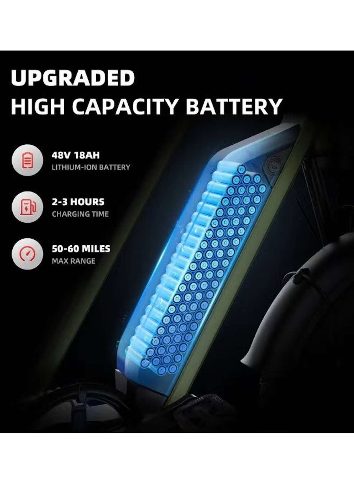 WIND HORSE electric mountain bike 1000w UAE showing upgraded 48V 18Ah lithium battery and 50 to 60 miles range WIND HORSE electric mountain bike 1000w UAE showing upgraded 48V 18Ah lithium battery and 50 to 60 miles range