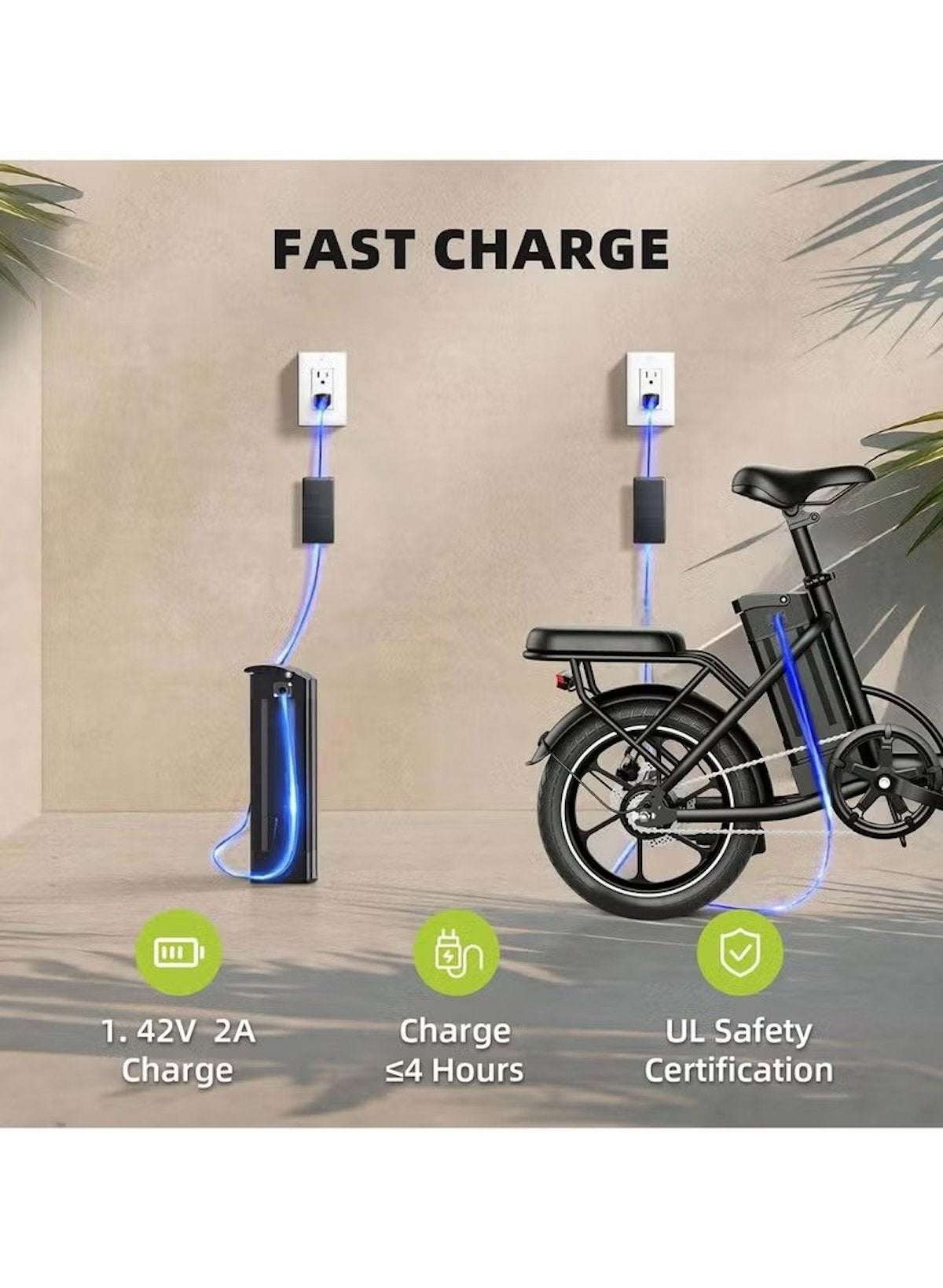 WIND HORSE folding electric bike with detachable battery pack fast charging plugged into wall outlet WIND HORSE folding electric bike with detachable battery pack fast charging plugged into wall outlet