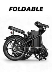 WIND HORSE folding electric bike folded compact black frame removable battery rear rack for city commuting WIND HORSE folding electric bike folded compact black frame removable battery rear rack for city commuting