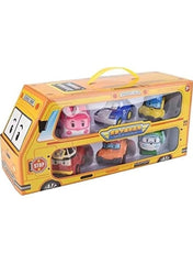 Huitich transformable robot car toy set with colorful cartoon vehicles in school bus themed packaging Huitich transformable robot car toy set with colorful cartoon vehicles in school bus themed packaging