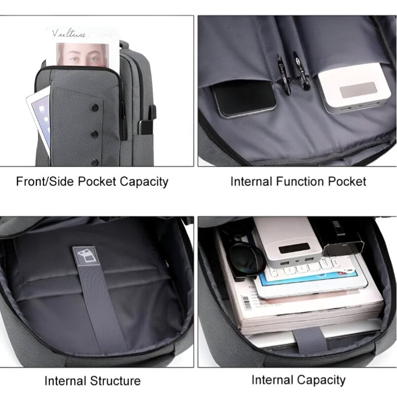 Huitich large capacity travel bag showing front pocket, internal function pockets, and spacious internal structure Huitich large capacity travel bag showing front pocket, internal function pockets, and spacious internal structure