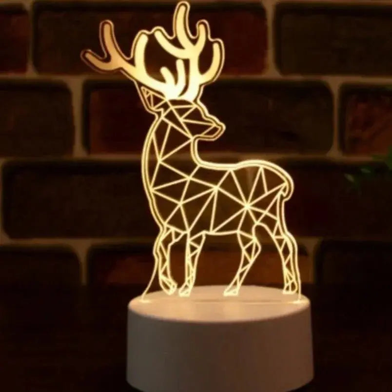 3D LED Deer Lamp - Animal cartoon Night light Home Decor Gift White - Mumzar