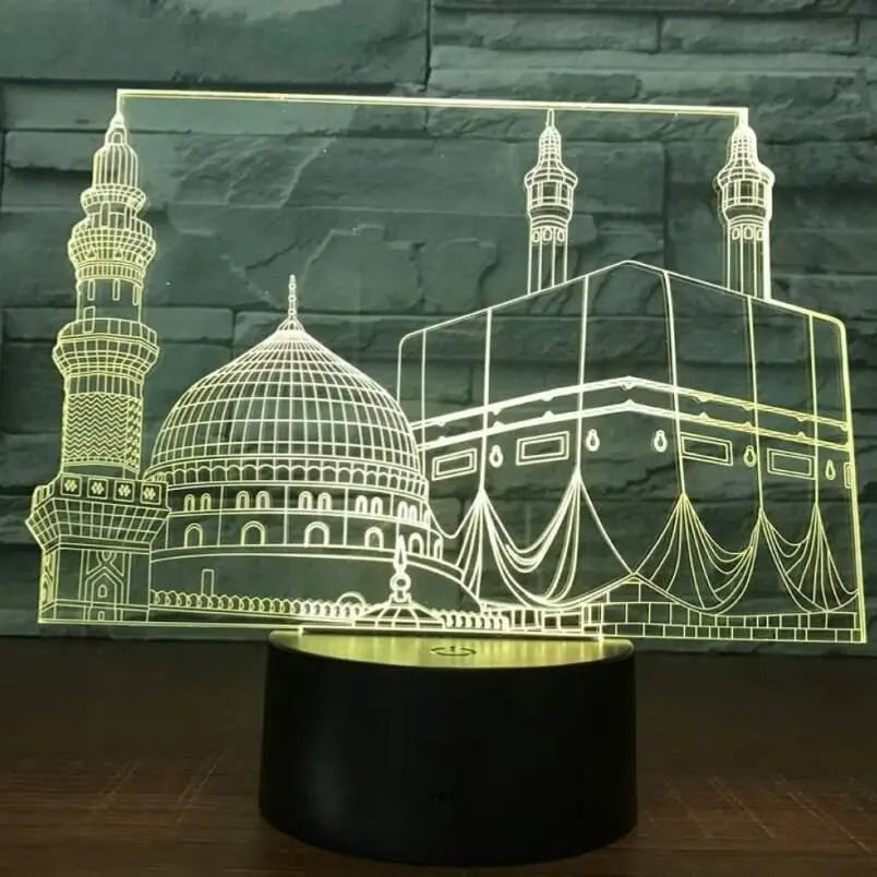 3D LED Makkah Madina Lamp – White - Mumzar