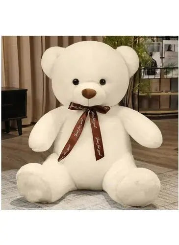 60cm White Teddy Bear with Ribbon – Soft Cuddly Friend for Smiles - Mumzar