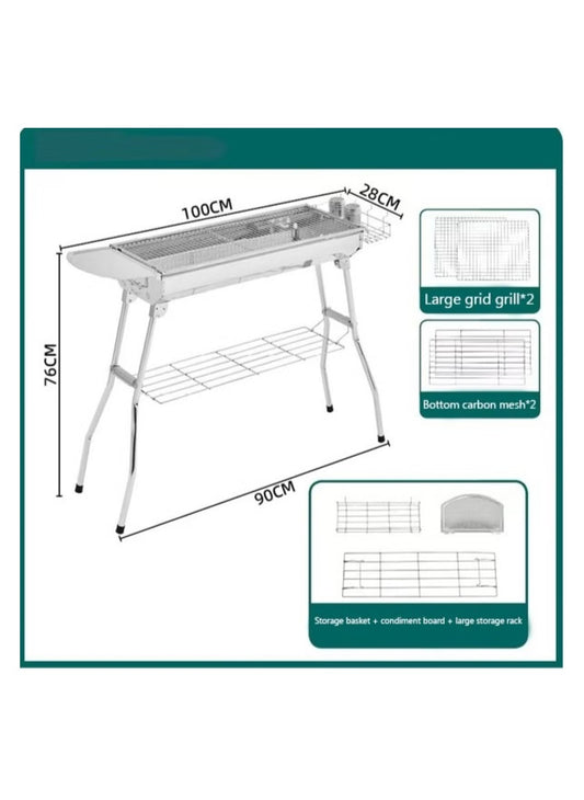 Large Portable Charcoal BBQ Grill – Ideal for Camping, Picnics, and Backyard BBQs