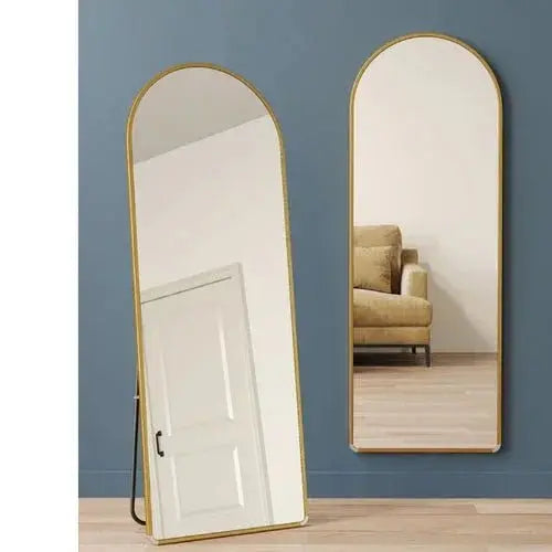 Aluminum Alloy Frame Floor Mirror with Stand - Gold, 150x40CM - Mumzar