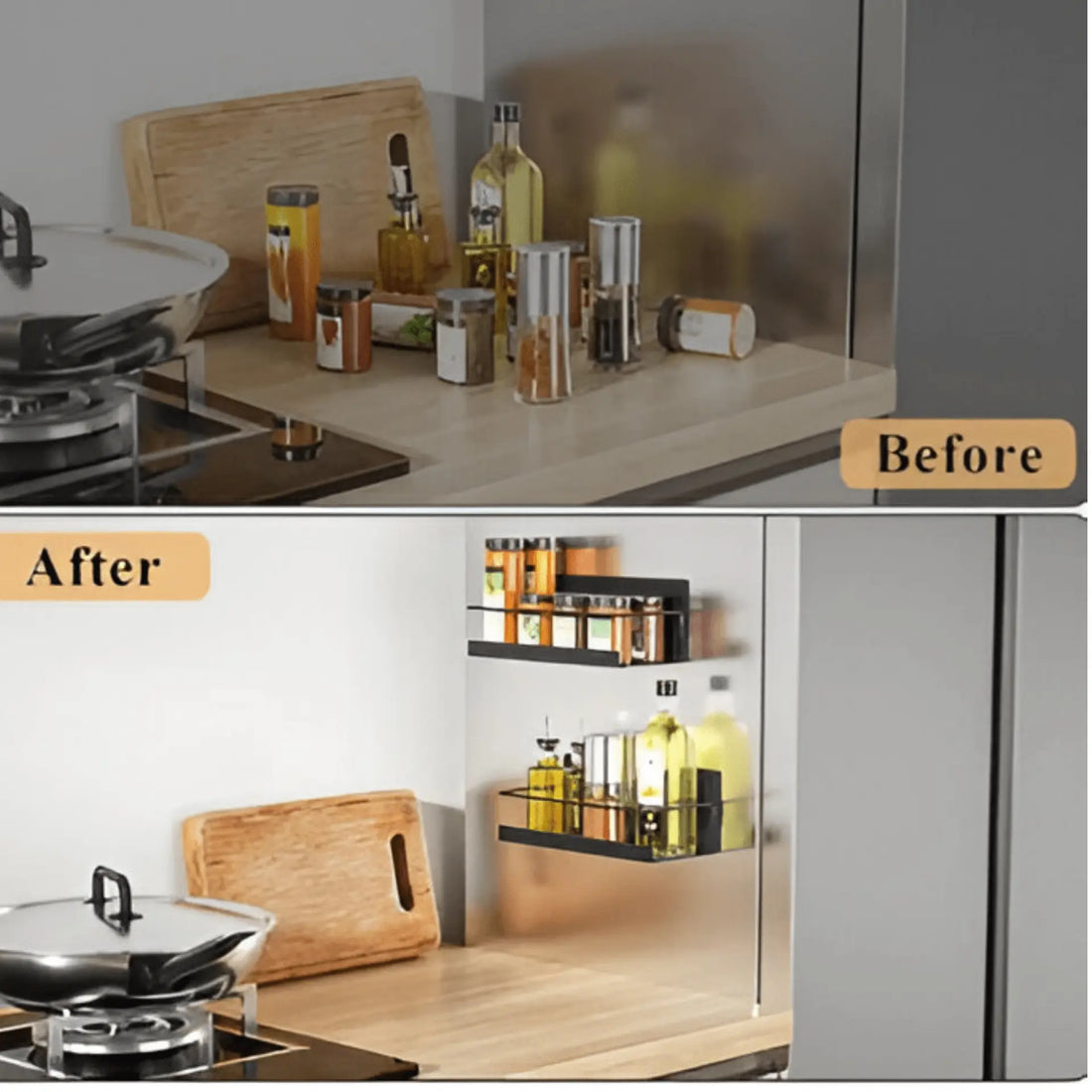 Best Kitchen Organizer Rack With Magnet (White & Black) - Mumzar