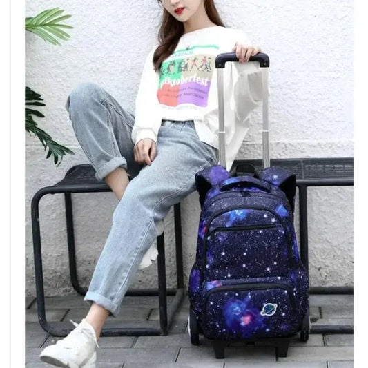 Galaxy School Backpack Explorer Wheeled Bag - Smooth Rolling Wheels - Mumzar