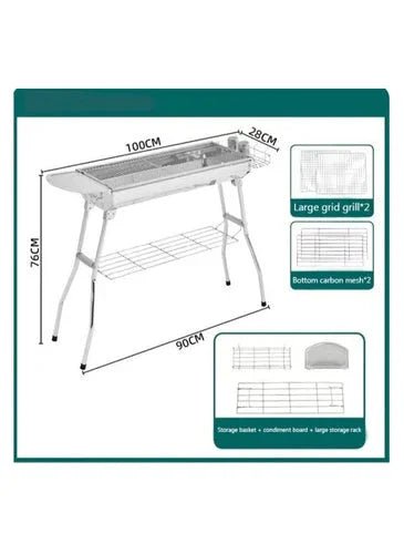 Large Portable Charcoal BBQ Grill – Ideal for Camping, Picnics, and Backyard BBQs - Mumzar