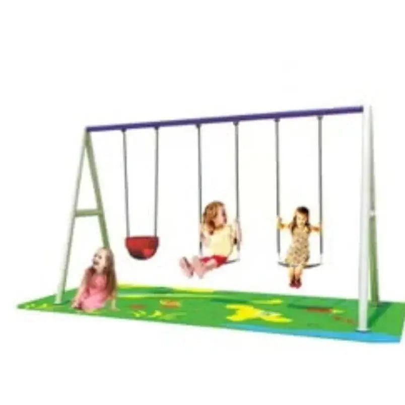 Metal 3-Seats Swing Set for Ground or Sand - Height 250CM - Mumzar