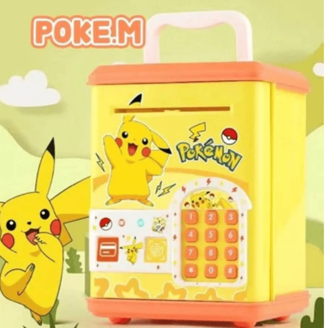 Money Box Piggy Bank Saving Pokemon ATM Machine Unlock With Card & Fingerprint - Mumzar