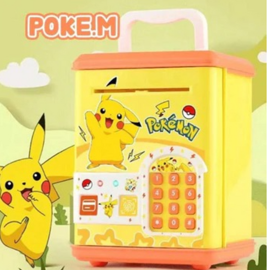 Money Box Piggy Bank Saving Pokemon ATM Machine Unlock With Card & Fingerprint 