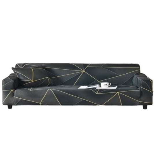 Sofa Cover Three Seat Elastic Printed Black