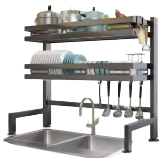 Dish Drying Rack With Sink Drainer And Cutlery Shelf - Kitchen Countertop Organizer