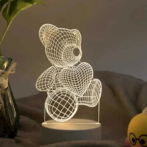 Teddy Bear 3D LED Lamp White