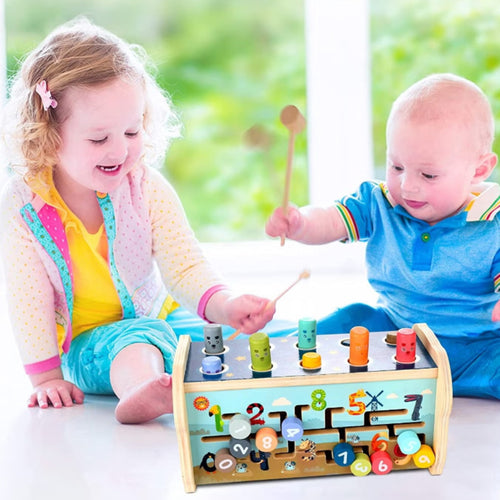 Multifunctional Toy Set - Classic Pounding Bench, Musical Xylophone, and Number Maze Puzzle