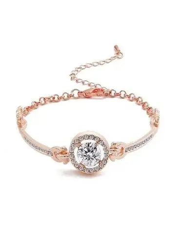 Rose Gold Crystal Jewelry Set - Necklace, Bracelet, Earrings, and Ring - Mumzar