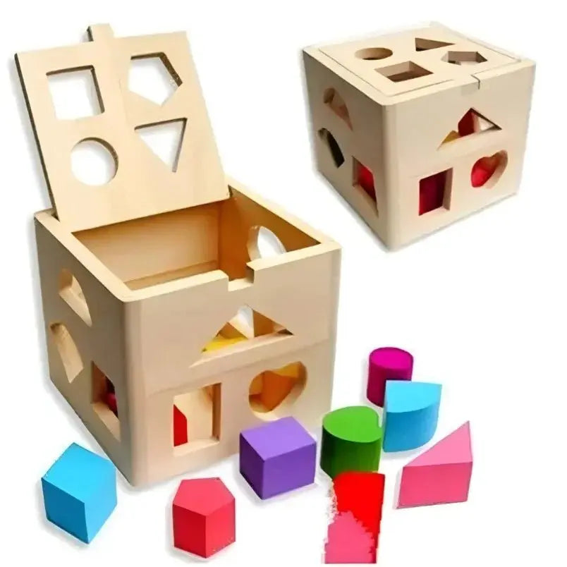 Wooden Blocks Shape Sorter Set - Sturdy, Durable, and Colorful - Mumzar