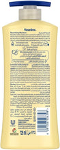 Vaseline Intensive Care body lotion bottle back label with barcode and ingredient text