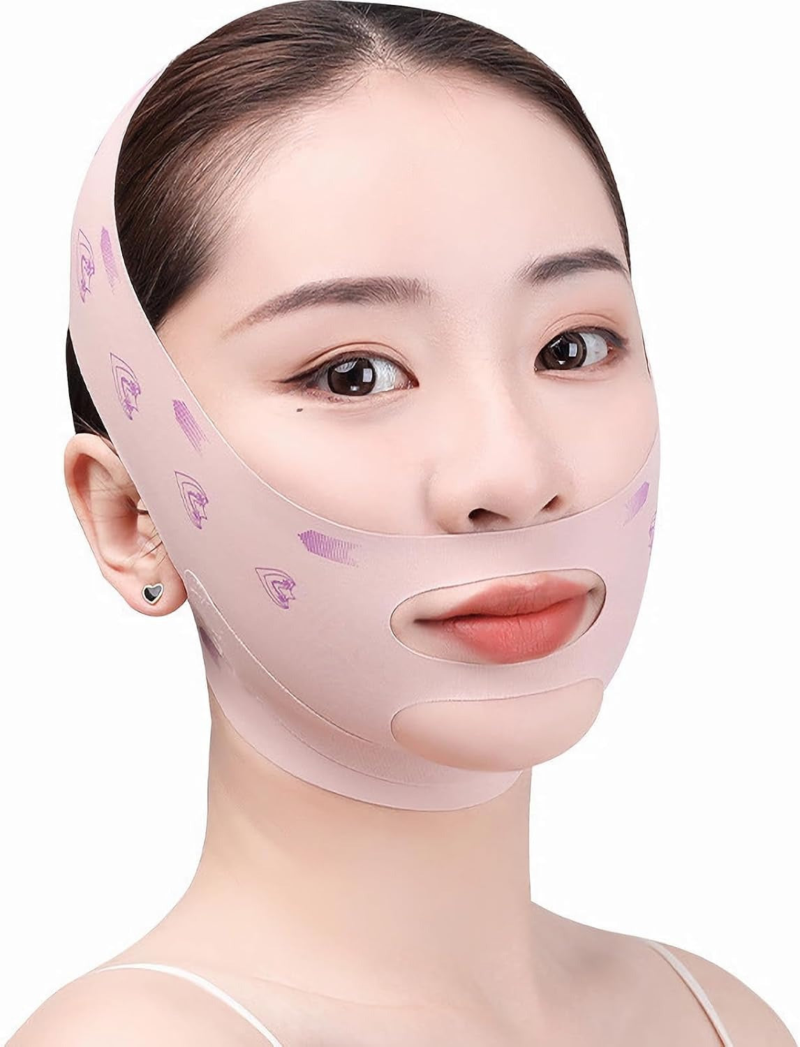V Line Face Lifting Strap, V Shaped Contouring Face Mask, Chin Up Sculpting Collagen Mask, Three Dimensional Line Shaping Lifting Belt, Eliminates Sagging Skin, Jawline Lift,Improves Contour, Pink