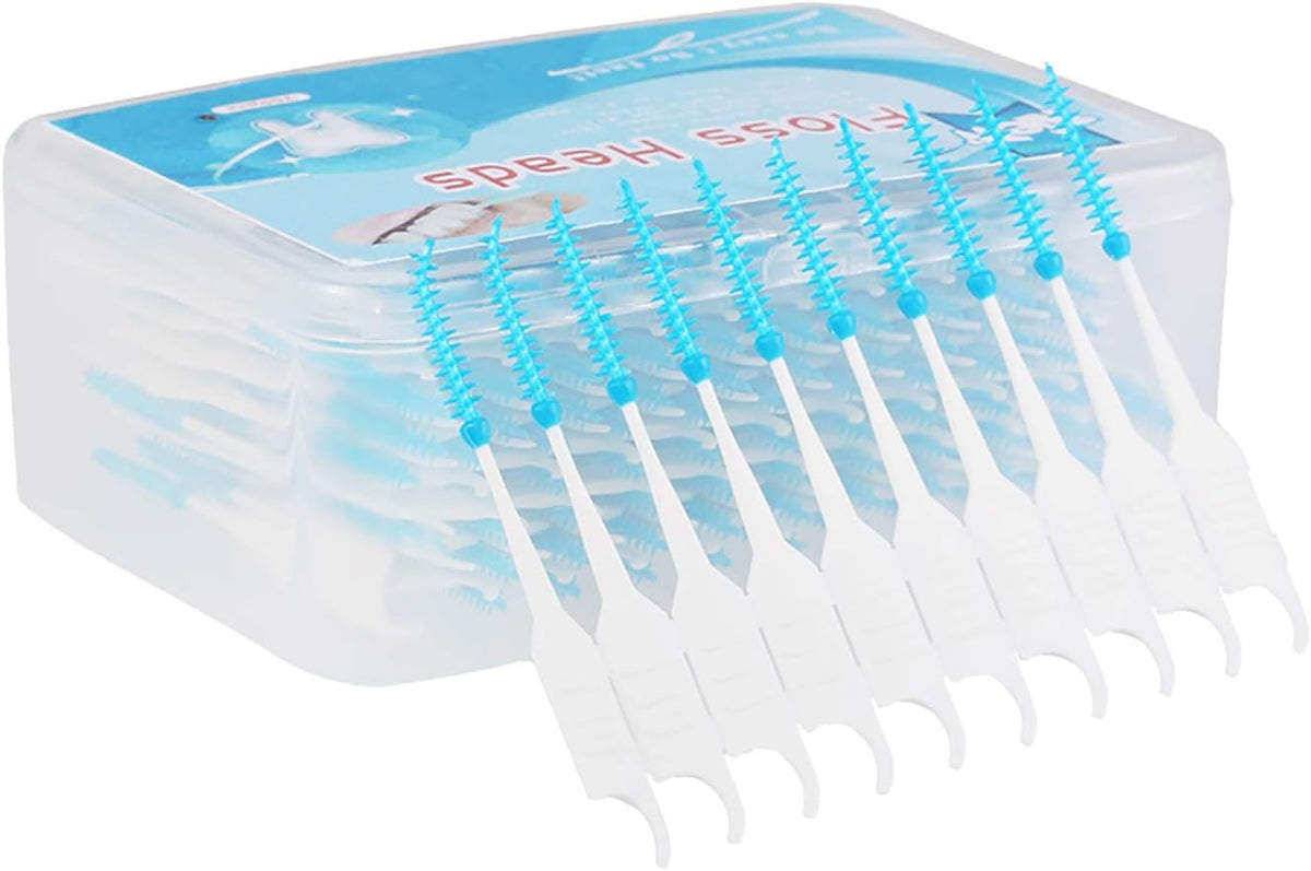 Eacam 200Pcs Inter Brush Floss Toothpick Soft Silicone Double-ended Inter Brush Teeth Clean Tool with Box