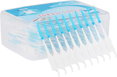 Eacam 200Pcs Inter Brush Floss Toothpick Soft Silicone Double-ended Inter Brush Teeth Clean Tool with Box