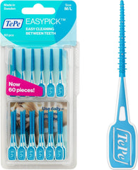 TEPE Dental Floss Picks, Tooth Picks Flossers, Floss Sticks, EasyPicks M/L, Blue, 60 Pk