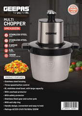 Geepas 6L Multi-Chopper Geepas GMC42023|Made with premium, food-safe materials, this item is appropriate for daily use|2-year warranty