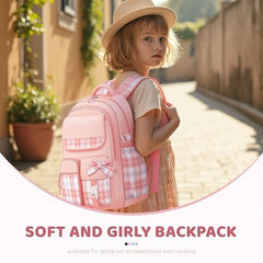 Girls Backpack, Cute School Bookbag with Multi Compartments, Lightweight Water Resistant Daypack for Kids Teens Girls, Large Capacity Travel Backpack for Elementary School, Pink