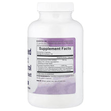 Supplement facts label on grape seed extract resveratrol bottle, 240 capsules
