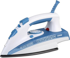 BLACK+DECKER Steam Iron, 2400W Power, 380ml Water Tank, Ceramic-Coated Soleplate, Anti-Drip, Anti-Calc, Auto Shutoff, Vertical, Self-Clean, Steam Burst, 35g/min Continuous, Blue - X2150-B5