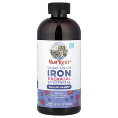 MaryRuth's vegan liquid iron bottle, berry flavor, dark bottle with black cap