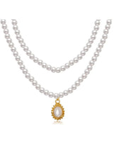 Elegant Pearl Choker Necklace with Vintage Pendant