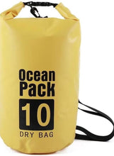 Yellow Ocean Pack 10L waterproof dry bag with roll-top closure and shoulder strap