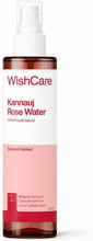 Rose water spray bottle with white mist pump, amber glass, WishCare Kannauj label, 200ml