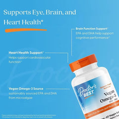 Doctor's Best, Vegan Omega-3, EPA+DHA, 60 Veggie Softgels (1,000 mg per Softgel)